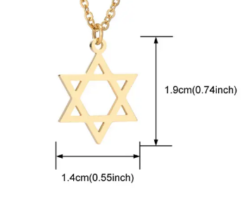 Gold  stainless steel Magen David Jewish Star with 24 inch chain brand new hand made in Israel support Israel