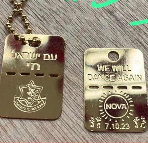 BRING THEM HOME NOW- The original solidarity, IDF tags hand made support Israel 2 pack